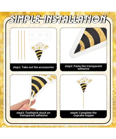 HOKPA Happy New Year Cupcake Toppers 36 Pcs 2024 New Year Cupcake Toppers Dessert Cupcake Picks for Celebration New Year Party Decorations - Buy Online on GoSupps.com