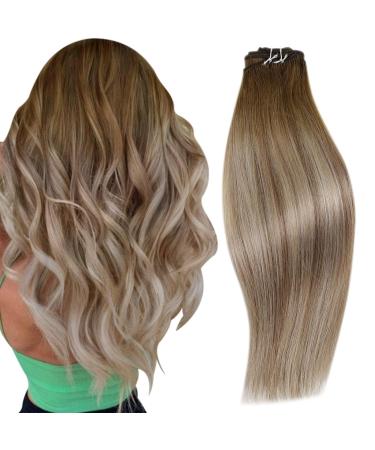 Runature real hair treat extensions balayage brown blonde 55cm long drinking real hair balayage ash brown ombre midblond remy real hair brawl 100g #3/8/22 55cm 2-trusts #3/8/22