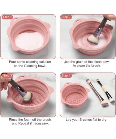 Makeup Brush Cleaner Foldable Silicone Makeup Brush Cleaner Bowl Cosmetic Brush & Beauty Sponge Cleaner Multifunctional Brush Cleaning Cup Travel Brush Cleaner (Pink) - Buy Online on GoSupps.com
