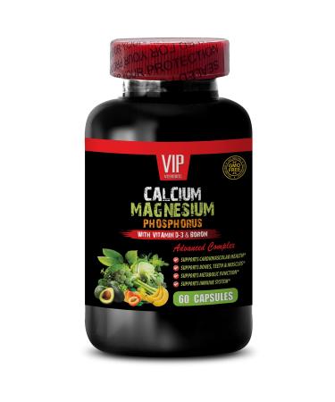 Calcium Magnesium Supplement - Calcium Magnesium Phosphorus with Vitamin D-3 & Boron - Healthy Bones Magnesium Calcium for Women Magnesium for Men Bone Strength Supplements 1 Bottle 60 Capsules