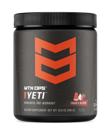 MTN OPS Yeti Pre-Workout Powder Energy Drink with Creatine 200mg Caffeine & BCAAs with Beta Alanine 30-Serving Tub Tiger's Blood Tiger's Blood 30 Servings