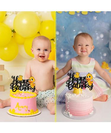 Vikiwiin Duck Cake Topper Duck Themed Happy Birthday Cake Decoration for Girl Boy Kids Female Man Birthday One Year Old Bday Party Supplies Double Sided - Buy Online on GoSupps.com