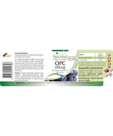 Fairvital | OPC 60 mg - for 2 months - VEGAN - 60 capsules - Grape seed extract - oligomeric proanthocyanidins - Buy Online on GoSupps.com