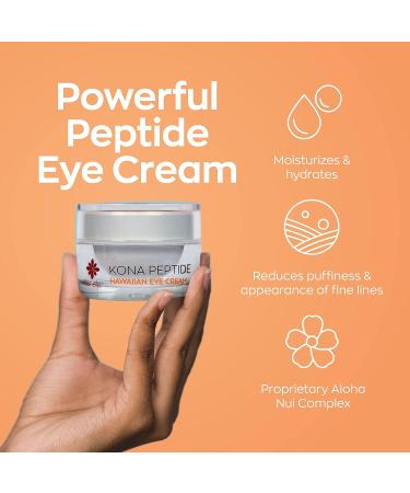 Hanalei Kona Peptide Eye Cream - Minimize Wrinkles & Puffiness | Hawaiian Botanicals, Caffeine, Peptides | Made in USA, Cruelty-Free & Vegan (0.5 oz) - Buy Online on GoSupps.com
