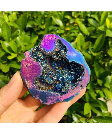 Specimen Natural Agate Geode Slice Quartz Electroplated Cluster Crystal Points - Buy Online on GoSupps.com