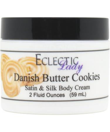 Eclectic Lady Danish Butter Cookies Satin and Silk Cream Body Cream Body Lotion 2 oz - Shea Butter Aloe Silk Amino Acids Vitamin E Phthalate-Free Handcrafted in USA - Perfect For Women 2 Ounce (Pack of 1)