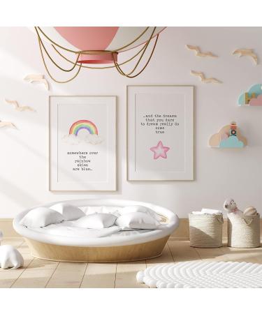 Pompom Prints Watercolour Rainbow Nursery Wall Art for Toddler Girl - Set of 2 (8x10 Inch) - Buy Online on GoSupps.com