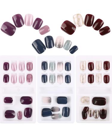 Flofia 72 pcs wrong nails for sticking artificial fingernails self -adhesive artificial false nail tips fake nail for women girls with adhesive pads diy nail tips