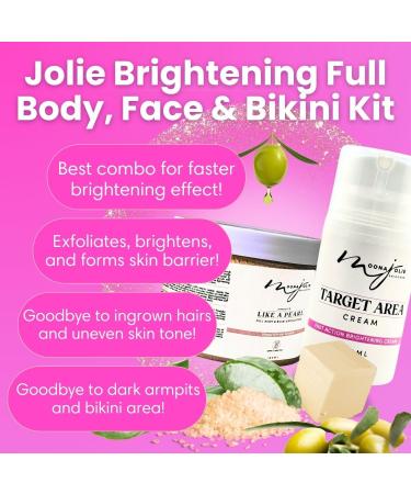 Moona Jolie Bikini Kit - Brightening Cream & Exfoliating Scrub for Dark Spots & Skin Tone | Vegan Organic Skincare for Full Body & Bikini Area - Buy Online on GoSupps.com