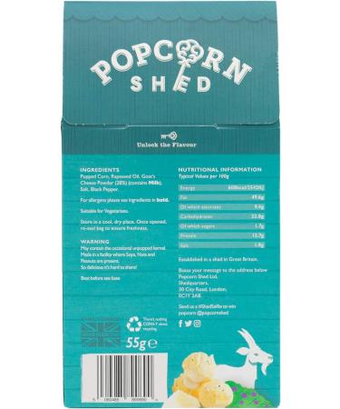 Popcorn Shed Goats Cheese Gourmet Popcorn Gift Box - Gluten Free, Vegetarian, Sugar Free Snack - 60g Black-Pepper Flavor - Perfect for Movie Night - 55g Pack - Natural Ingredients - Buy Online on GoSupps.com