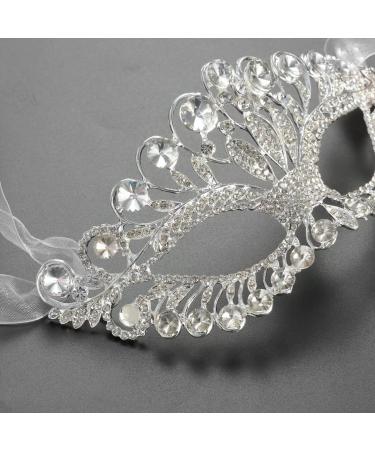 Alipis Rhinestone Masquerade Mask - Silver Cosplay Veil Headwear Crown for Ladies' Evening Costumes | Elegant Party Accessory - Buy Online on GoSupps.com