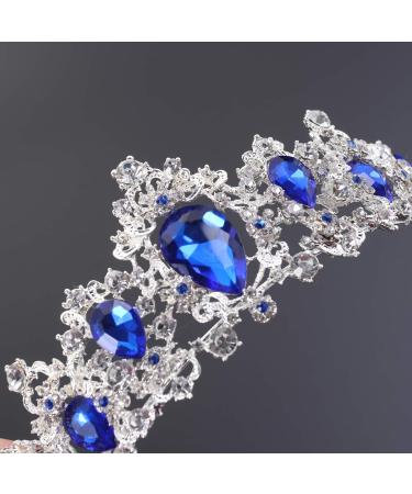 Frcolor Blue Crystal Crown Tiara - Bridal Headpiece & Rhinestone Headband for Weddings & Parties - Buy Online on GoSupps.com