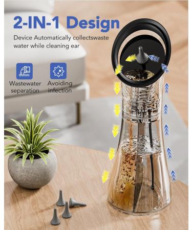 Yakbio Ear Wax Removal - Electric Ear Cleaner with LED Display Ear Cleaning Kit Effective & Safe Ear Wax Cleaner Irrigation Flushing System 3 Pressure Modes 12 Tips - Buy Online on GoSupps.com