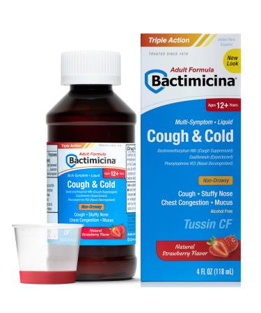 Bactimicina Cough & Cold Liquid - Expectorant and Decongestant - Ages 18 and Up - 4 Fl OZ