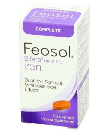 Feosol Bifera Hip & PIC - Iron Supplement - 28 mg / 22 mg / 6 mg Strength - Caplet - 30 per Bottle