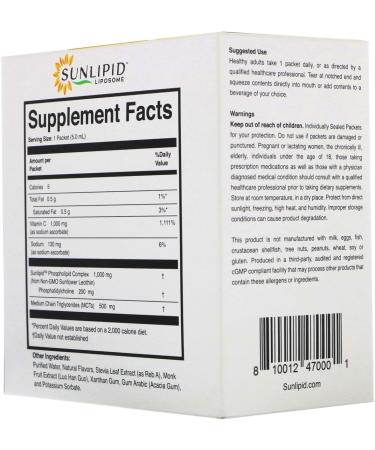 SunLipid Liposomal Vitamin C - Naturally Flavored 30 Packets (5ml Each) - Boost Immunity & Absorption - Buy Online on GoSupps.com