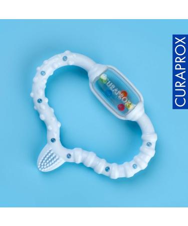 Curaprox Blue Baby Bite Ring with Rattle & Learning Toothbrush - BPA-Free - 1 Piece - Buy Online on GoSupps.com