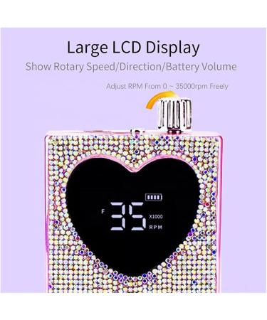 Electric Nail File Heart Shape Electric Nail Drill 35000RPM Nails Milling Cutter Wireless Pedicure Grinder Rechargeable Nail Drilling Machine - Buy Online on GoSupps.com