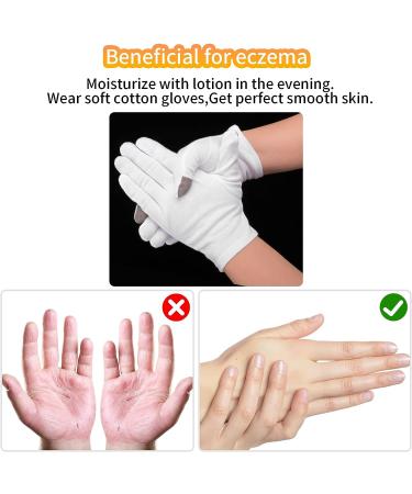 3 Pairs Medium White Cotton Moisturizing Gloves for Overnight Hand Repair and Eczema Treatment - Buy Online on GoSupps.com