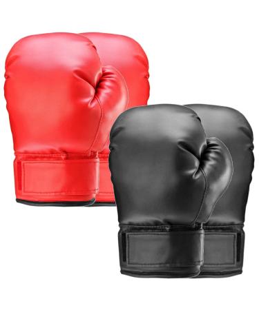 PiscatorZone 2 Pair Adult Boxing Gloves Black & Red Punching Gloves Kickboxing Professional Gloves for Punch Bag - Buy Online on GoSupps.com