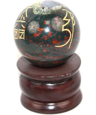 Jet Awesome Bloodstone Crystal Ball Sphere - Authentic 45mm-50mm Usui Engraved Gemstone - Unique & Rare eCommerce Find - Buy Online on GoSupps.com