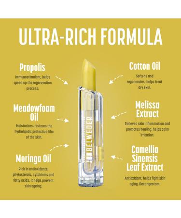 BELWEDER Protective Lip Balm with Lemon Balm Propolis Extract - Protection Hydration and Regeneration of Lips - Transparent Lip Balm For Men and Women - 3.5 g Stick - Buy Online on GoSupps.com