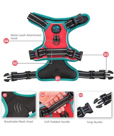 Phoepet 2019 No Pull Dog Harness - Reflective Adjustable Vest with Training Handle & Dual Metal Hooks - Medium Red | Best for Comfortable Outdoor Adventures - Buy Online on GoSupps.com