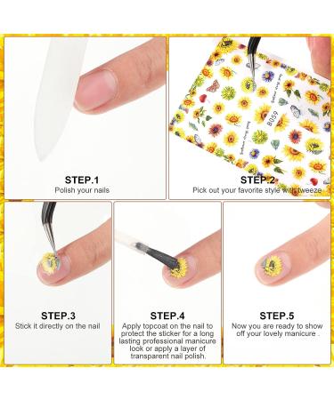 Sunflower & Butterfly Nail Art Stickers - 12 Self-Adhesive Floral Decals for Women and Girls - Buy Online on GoSupps.com