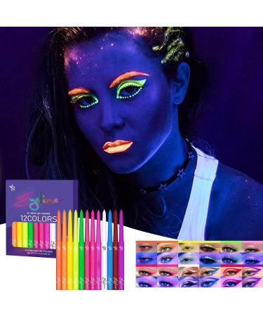 Color Liquid Eye Liner | UV Fluorescent Rainbow Eye Liner 12 Colors Quick-Drying Waterproof - Highly Pigmented Long-Lasting Eye Makeup Kit Festival Accessories for Parties - Buy Online on GoSupps.com
