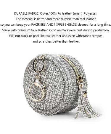Premium Leather Pacifier Holder - Stronrive Diaper Pocket Paci Pouch with Key Lock & Zip - Perfect for Young Girls - Light Gray - Buy Online on GoSupps.com