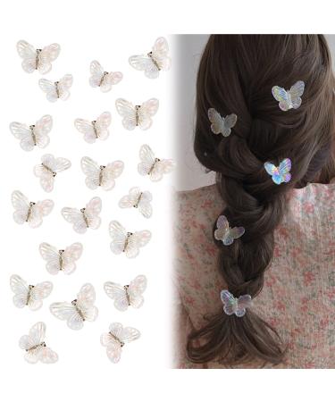 20pcs Butterfly Hair Clips  Cubaco Hair Clips for Girls  Small Hair Claw Clips for Women  Cute Y2K Accessories Clear White Hair Clips Mini