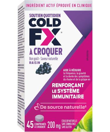 COLD-FX Grape Chewables Ginseng Extract Reduce Chance Cold and Flu Support Immune System - 45 Vegan Capsules Grape 45 count (Pack of 1) - Buy Online on GoSupps.com