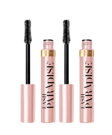 L'Oreal Paris Voluminous Makeup Lash Paradise Mascara, Voluptuous Volume, Intense Length, Feathery Soft Full Lashes, No Flaking, No Smudging, No Clumping, Blackest Black, 0.25 Fl Oz (Pack of 2) Washable Blackest Black 2 Count