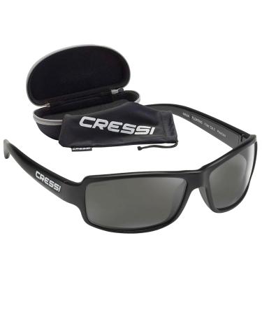 Cressi ninja - polarized sunglasses men and sunglasses women anti -reflective glasses water -repellent protection UV rays fishing sports glasses men + hard shea pale case floating black/lens dark gray