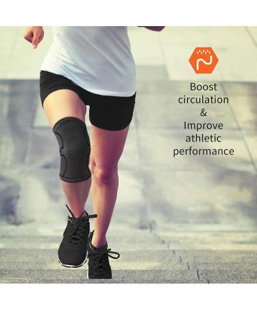 CAMBIVO Knee Braces 2 Pack for Men and Women - Compression Sleeve for Knee Pain, Meniscus Tear, Running, Weightlifting - Medium Black - Buy Online on GoSupps.com