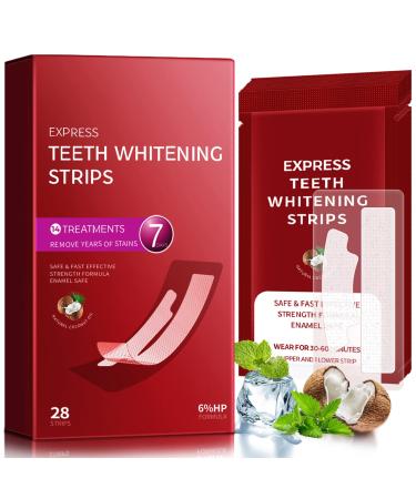 Teeth Whitening Strips  Whitening Strip for Teeth Sensitive  Teeth Whitening Kit-14 Treatments 28 Pcs Strips  Coconut Flavor Red
