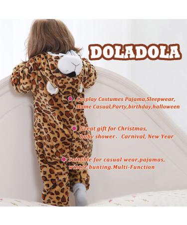 Doladola Unisex Baby Leopard Hooded Romper | Toddler's Cartoon Animal Jumpsuit 0-3 Months - Buy Online on GoSupps.com