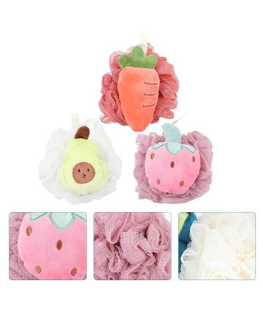 Lurrose Christmas Bath Sponge Set - 3-Piece Soft Loofahs with Strawberry, Avocado, and Carrot Design for Xmas Holiday Shower - Party Favors & Supplies - Buy Online on GoSupps.com