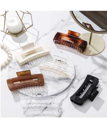 6 Pack Large Non-Slip Hair Claw Clips for Women - 4.1 Inch Rectangle & Square Acrylic Jumbo Clips for Thick Hair - Buy Online on GoSupps.com