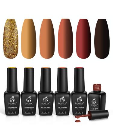 Beetles Pumpkin Spice Gel Nail Polish Set - Fall Winter Gel Nail Kit for Halloween Nail Art - Yellow, Red Orange Glitter Colors - Soak Off, Cured with Nail Lamp - Gift for Women - Buy Online on GoSupps.com