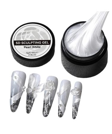 Sghtil 3D Sculpting Gel for Nails - 3D Pearl Sculpting Gel for Nail Design - Long-Lasting Manicure Charming Beauty Decor Glue for Flower Sculpting Modeling Engraving and Design