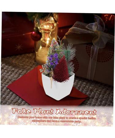 HOMSFOU 2pcs Christmas Simulation Potted Plant Artificial Plant for Desk Decor Festival Potted Plant Adornment Fake Christmas Plants with Fake Flowers Plastic Sisal Tree Outdoor Office Goldenx2pcs 21X11cmx2pcs - Buy Online on GoSupps.com