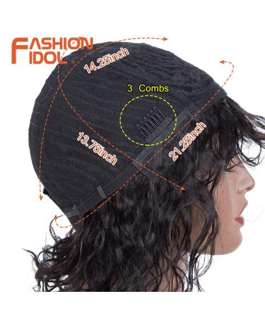 Fashion Idol 10 Bob Curly Human Hair Wig for Black Women - Short Deep Water Wavy Wig with Bangs, 150% Density, Ombre Auburn - 10 Inch | Brazilian Virgin Human Hair - Buy Online on GoSupps.com