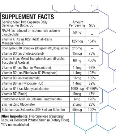 Strong Cell Cellular Function Booster | NADH & CoQ10 Capsules with 90%+ Absorption | Essential B Vitamins & K2 - Buy Online on GoSupps.com