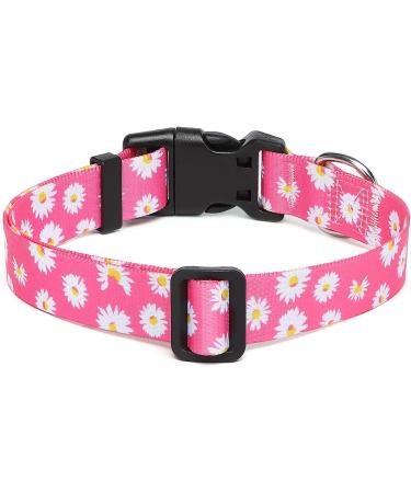 Suredoo Adjustable Soft Nylon Dog Collar for Small & Medium Dogs - Pink Daisy (L 38-63 cm) - Buy Online on GoSupps.com