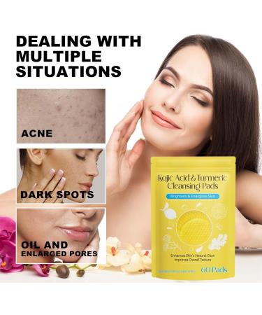 60 Pads Turmeric Kojic Acid Pads Turmeric Exfoliating Foaming Pads Turmeric Kojic Pads Turmeric Kojic Acid Cleansing Pads Face Pads Fades Dark Spots Face Cleansing Pads Exfoliating Face Pads - Buy Online on GoSupps.com