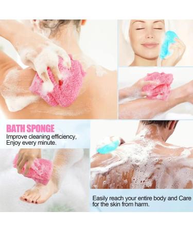 2 Pcs African Net Sponge - Exfoliating Bath Sponge & Back Scrubber for Shower - Daily Use Towels - Lake Blue Pink - Buy Online on GoSupps.com