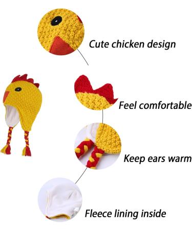 LANGZHEN Toddler Winter Hat Earflap Knit Cap Fleece Lined Beanie for Baby Boys Girls 1-2 Years - Yellow - Buy Online on GoSupps.com