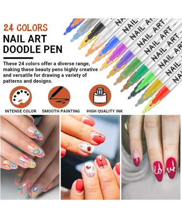 24 Pcs 3D Nail Art Pens - Nail Polish Design Kit for DIY Nail Painting - Graffiti Pen Set for Girls - 24 Colors - Buy Online on GoSupps.com