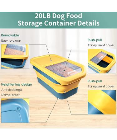 Airtight 20 LB Dog & Cat Food Storage Container in Lemon Yellow | Collapsible Design with Folding Bowl, Measuring Cup & Scoop - Buy Online on GoSupps.com